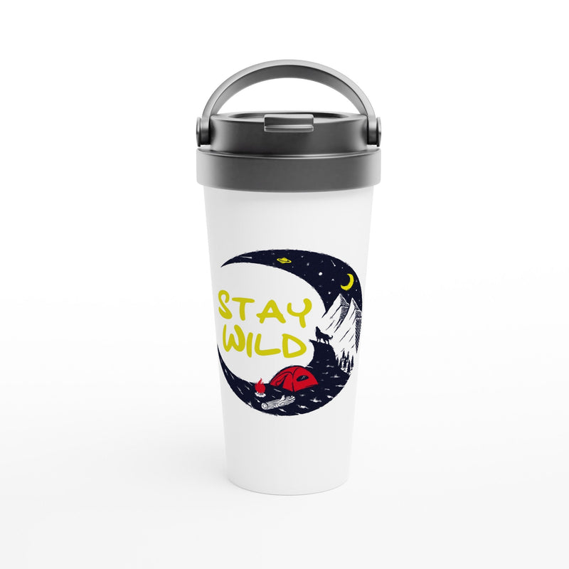 Stay Wild Camping 15oz Stainless Travel Mug, Camping Themed Mug, Outdoor Lover Mug, Widerness Travel Mug - BK Creations