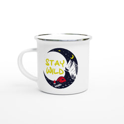 Stay Wild Camping White 12oz Enamel Mug, Camping-Themed Mug, Outdoor Lover Mug, Wilderness Mug, Campfire Cup - BK Creations