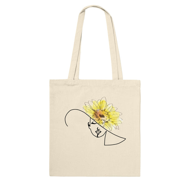 Sunflower Line Art Nymph Tote Bag - BigKer Creations