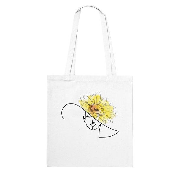 Sunflower Line Art Nymph Tote Bag - BigKer Creations