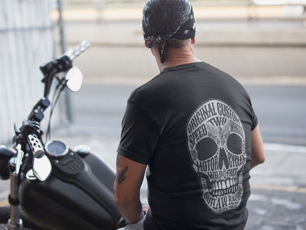 Typographical Motorcycle Biker Skull T-shirt - BigKer Creations